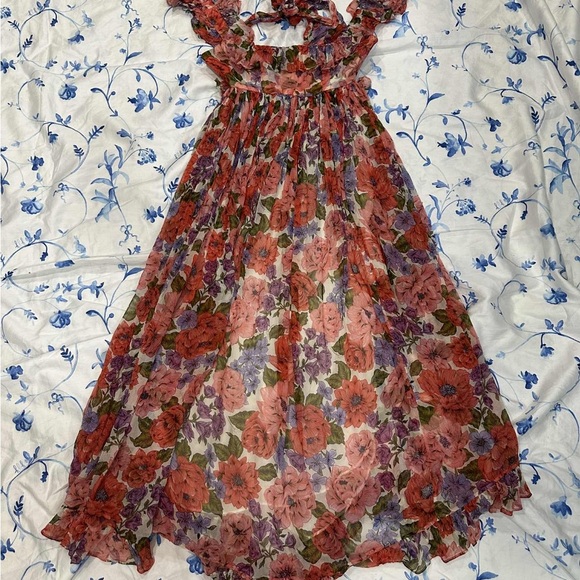 NWT Zimmerman Poppy Ruffled Floral-print Silk Dress size 0 - Picture 12 of 13